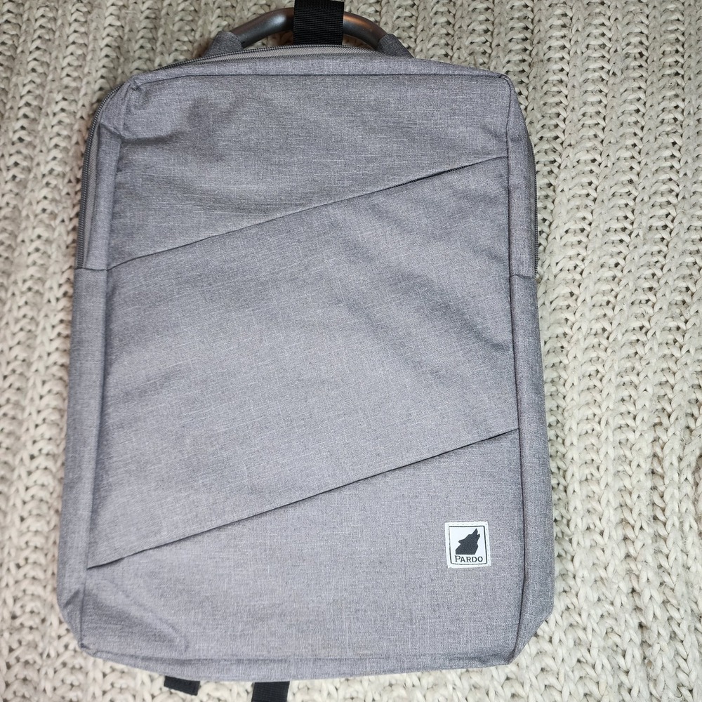 PARDO Laptop Backpack New Gray Lightweight, Metal handle 12x17"